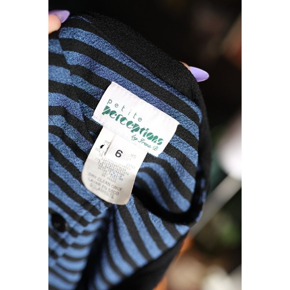 Vintage  Perceptions Womens 6 Pin up Rockabilly stripped button shirt with scarf - Picture 3 of 8